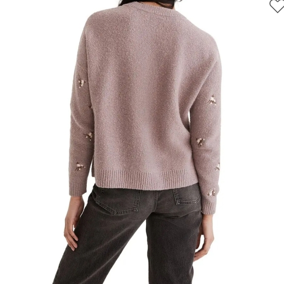 Embroidered Cross-Stitch Floral Sweater - Heather Lavender Size Small Retail$110 - Picture 10 of 13